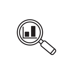 Magnifying glass analyzing a bar graph, showing data growth.
