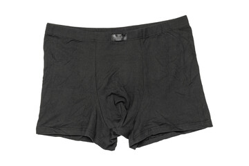 Black Cotton Boxer Briefs on Isolated Transparent Background - Comfortable Men's Underwear