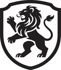 Obraz premium Royal Lion Emblem Icon Heraldic Crest Style, Solid Black Silhouette PNG