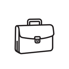 Black outline icon of a classic business briefcase with a top handle and front clasp.