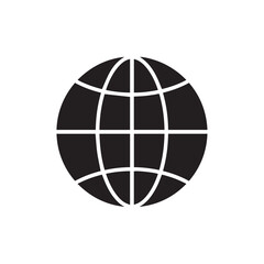 flat design black silhouette globe