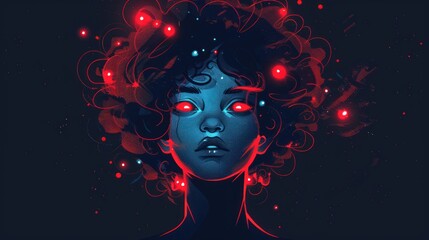 Mystical figure with glowing red accents