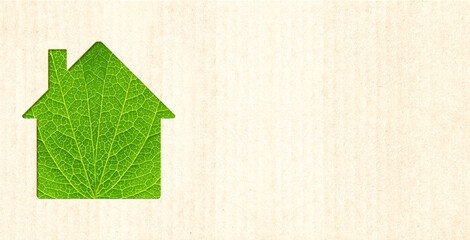 Horizontal backdrop with Eco friendly house. Ecology, go green, environmental and conservation protection concept. Sustainable development of strategy approach to zero waste, responsible consumption
