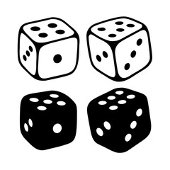 Two Dice Cubes on White Background. Vector icon Illustration