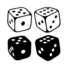 Two Dice Cubes on White Background. Vector icon Illustration