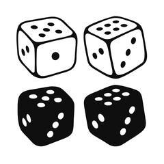 Two Dice Cubes on White Background. Vector icon Illustration