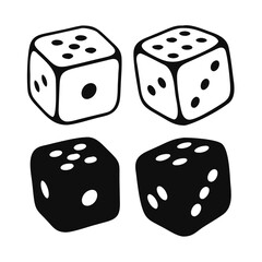 Two Dice Cubes on White Background. Vector icon Illustration