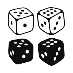 Two Dice Cubes on White Background. Vector icon Illustration