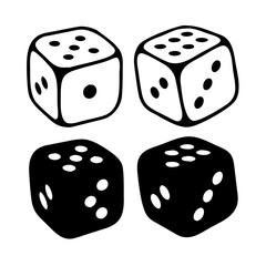 Two Dice Cubes on White Background. Vector icon Illustration