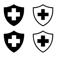 Fototapeta premium Immune system icon design template. Medical cross in the shield. Vector Illustration