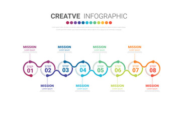Vector infographic. Template for cycle diagram, graph, presentation and round chart. Business concept with 8 options, parts, steps or processes. Data visualization.