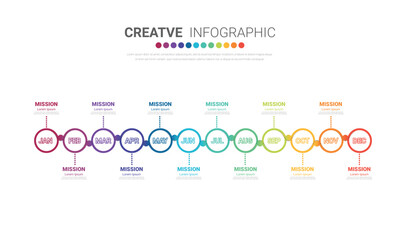 Timeline for 1 year, calendar, 12 months, Presentation business 4 quarter, Infographic Timeline can be used for workflow, process diagram, flow chart.
