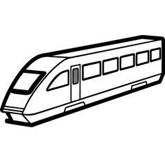 Simple Black Line Drawing of Contemporary Train with Smooth Roofline