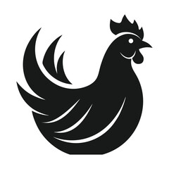 Fototapeta premium Hen Silhouette Black and White Illustration