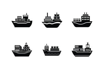 Obraz premium cargo ship silhouette vector illustration