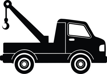 Tow truck with raised hook vector art illustration