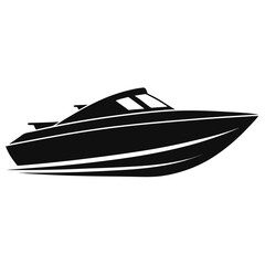 Naklejka premium SpeedBoat vector clean black silhouette design white background