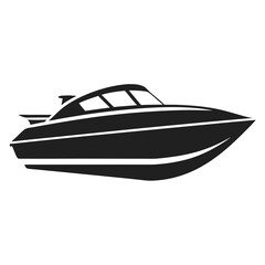 SpeedBoat vector clean black silhouette design white background