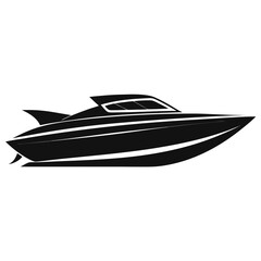 SpeedBoat vector clean black silhouette design white background