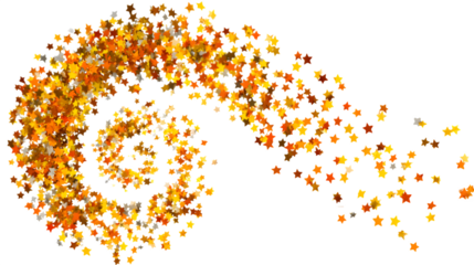 Autumn leaf spiral, isolated on transparent background