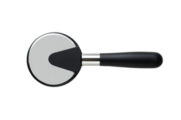 Modern pizza cutter with a black handle