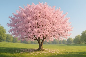 Cherry Blossom Tree in Full Bloom During Spring