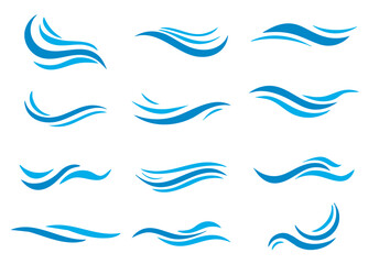Water Wave & Wind Swirl Icons – Hand-Drawn Doodle Vector Set