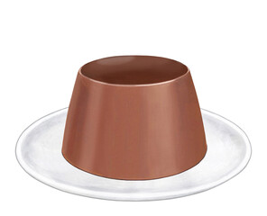 チョコレートプリンのイラスト - 皿付き