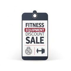 Naklejka premium Fitness equipment discount sale tag with dumbbell and scale icons