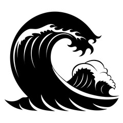 Stylized black wave silhouette isolated on white background