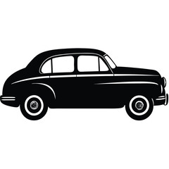 Fototapeta premium Black silhouette of a classic sedan vintage car