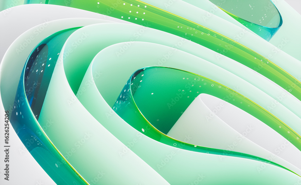 Poster abstract transparent layered crystal glass with white paper. digital document concept. 3d rendering