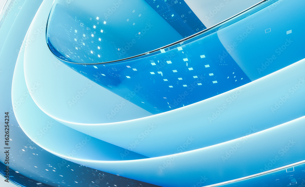 Aufkleber abstract transparent layered crystal glass with white paper. digital document concept. 3d rendering