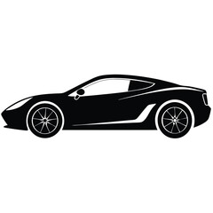 Naklejka premium Sleek black sports coupe silhouette sports car