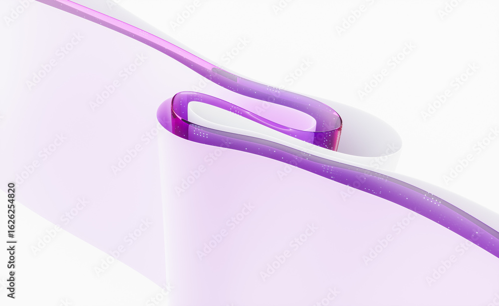 Poster abstract transparent layered crystal glass with white paper. digital document concept. 3d rendering