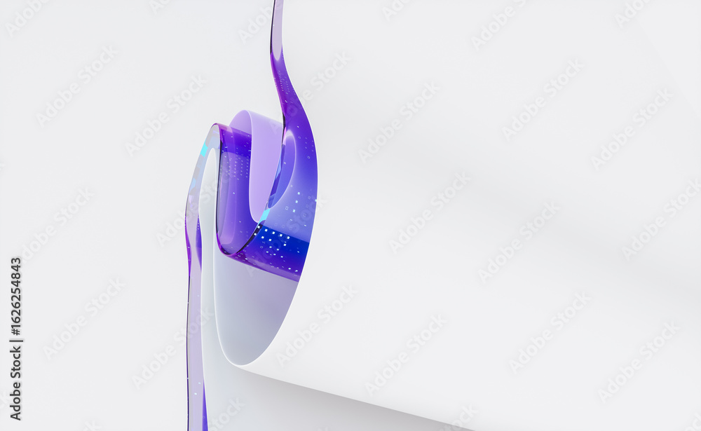 Poster abstract transparent layered crystal glass with white paper. digital document concept. 3d rendering