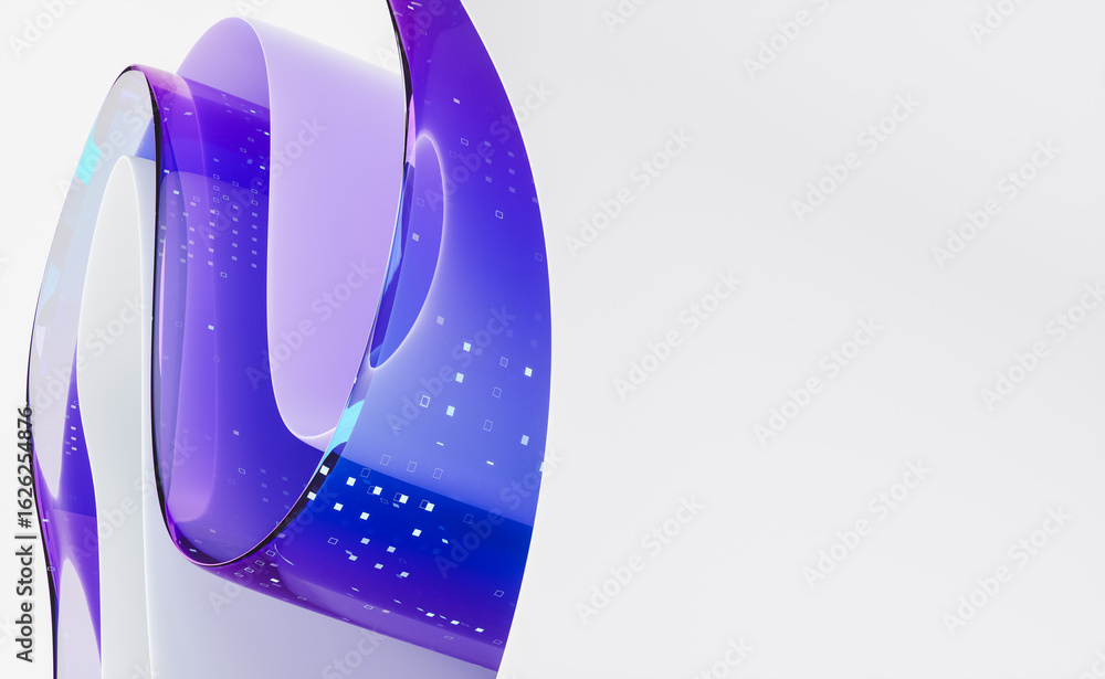 Poster abstract transparent layered crystal glass with white paper. digital document concept. 3d rendering