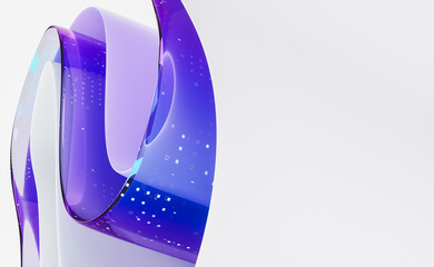 Abstract transparent layered crystal glass with white paper. digital document concept. 3d rendering