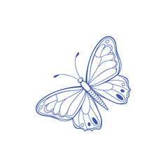 Butterfly Contours: Stylish Vector Line Art Design