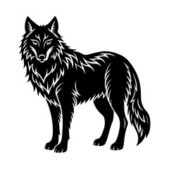 wolf howling silhouette vector.
