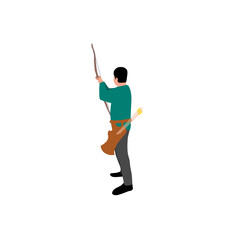 Vector illustration of an archer aiming with traditional bow and arrow