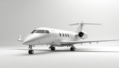 Fototapeta premium Monochrome illustration of sleek, white passenger jet. Minimalist design emphasizes clean lines, smooth surfaces of aircraft fuselage, wings, turbine engines. Presented on plain studio background,