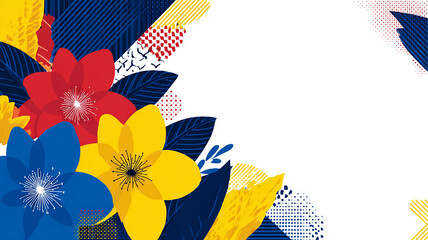 Floral Arrangement with Colorful Blooms and Geometric Accents made with generative AI