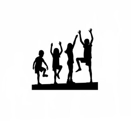 Children climbing low wall at tourist site