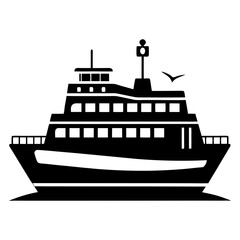 Obraz premium Ferry vector clean black silhouette design white background