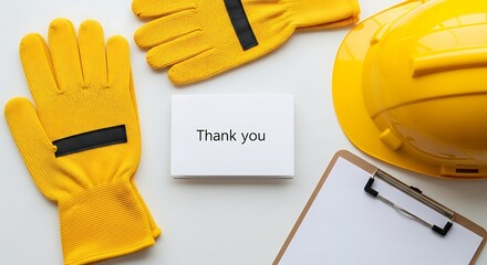 Thank You Message with Safety Equipment for Construction or Industrial Work Sites