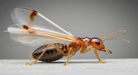 Flying Termite (Alate) Macro Shot on Neutral Background