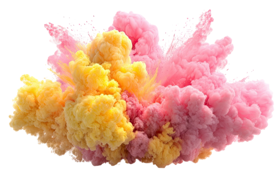Abstract explosion of vibrant yellow and pink ink