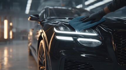 Close Up Of Car Detailing In Modern Garage