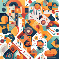 Abstract posters for art and music festivals. Vector illustrations of youth, modern backgrounds, textures and patterns and eclecticism. Drawings and geometric shapes.